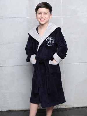 Подростковый бамбуковый халат Athletic Junior (Navy)
