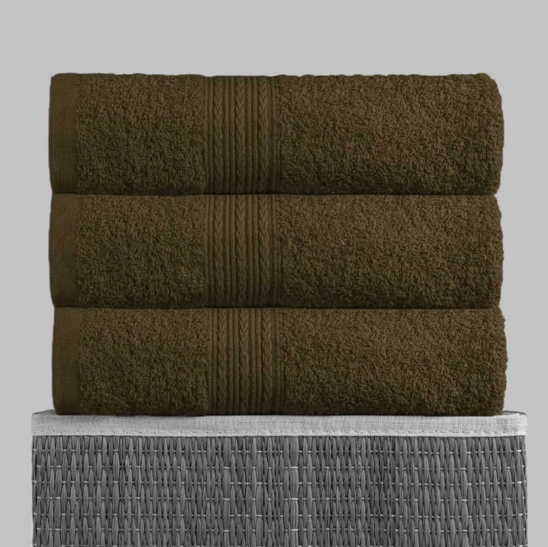 Полотенце махровое с бордюром (Темно-коричневый)